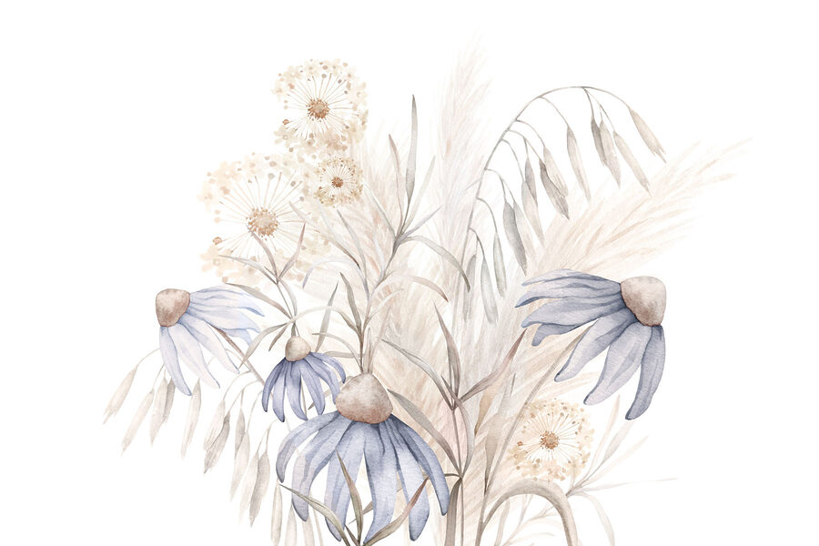 Aquarel van bloemen en planten