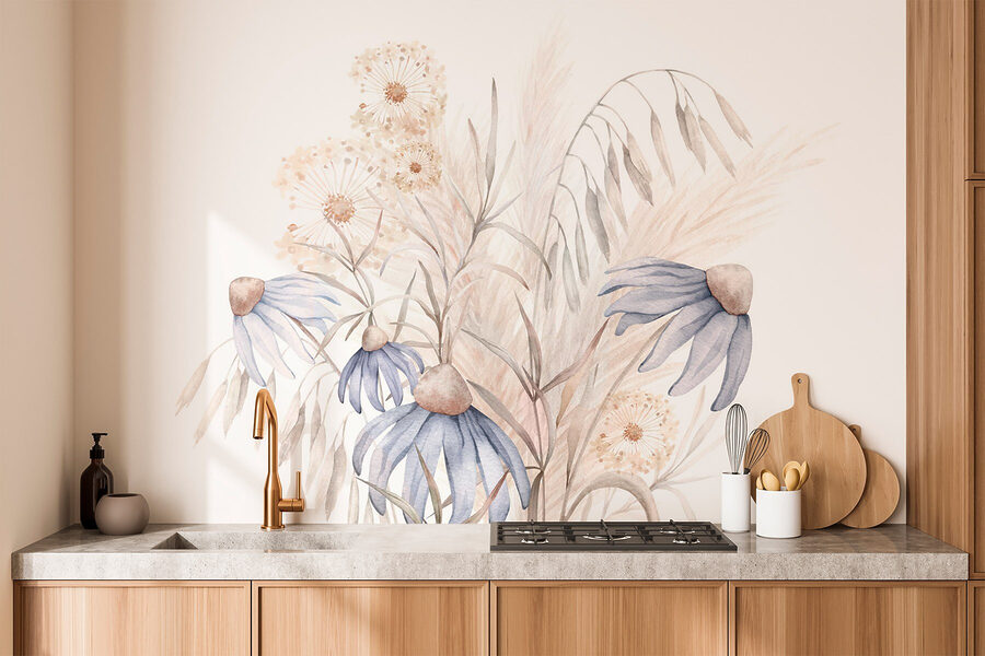 Aquarel van bloemen en planten