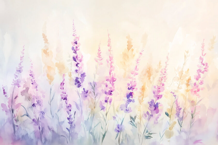Fotobehang Schilderij van bloemen in een veld - Afbeelding 4