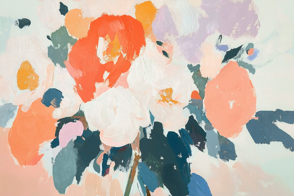 Schilderij van bloemen met verschillende kleuren Schilderij van bloemen met verschillende kleuren