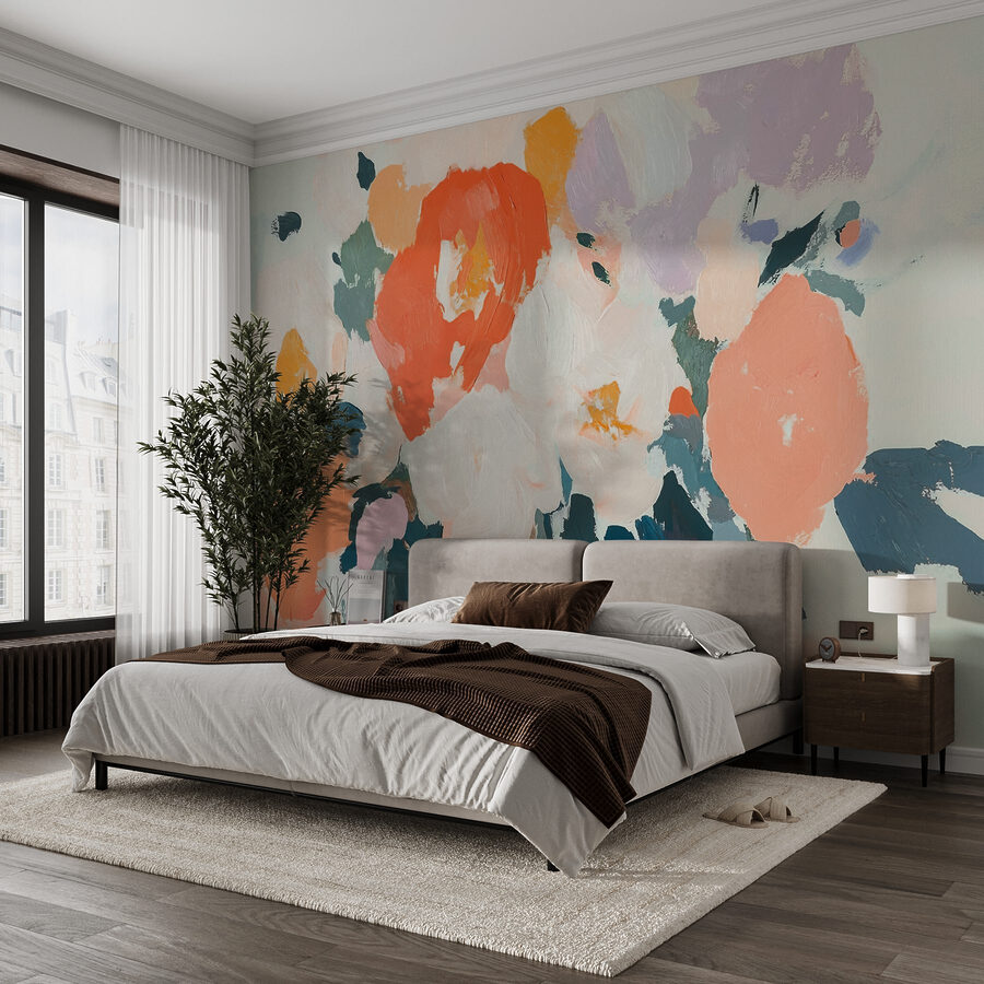 Schilderij van bloemen met verschillende kleuren Schilderij van bloemen met verschillende kleuren