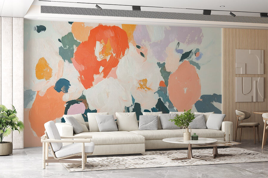Schilderij van bloemen met verschillende kleuren Schilderij van bloemen met verschillende kleuren