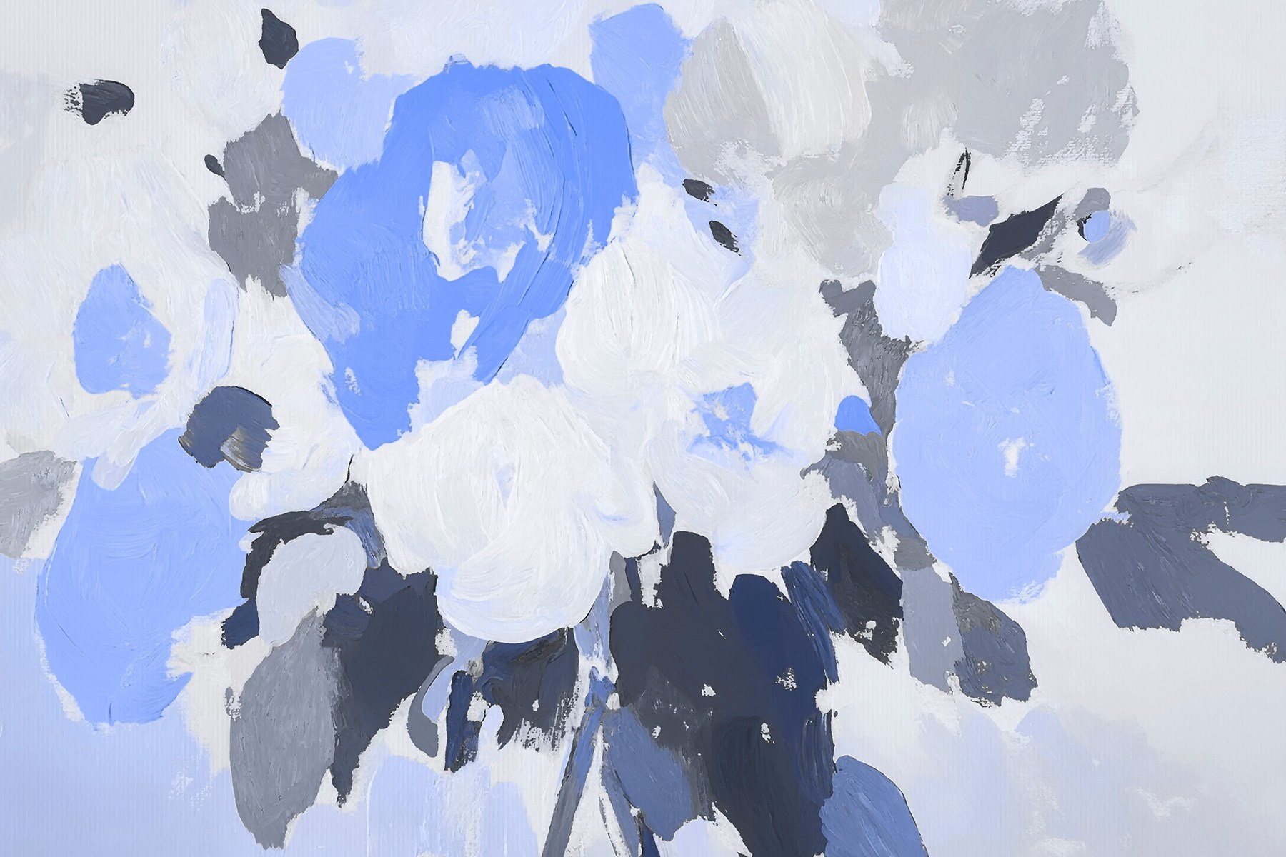 Schilderij van bloemen in blauw en grijs w09070v2p - Schilderij van bloemen in blauw en grijs - tegory