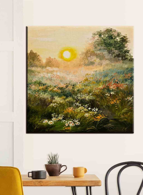 Schilderij van een bloemenveld Schilderij van een bloemenveld
