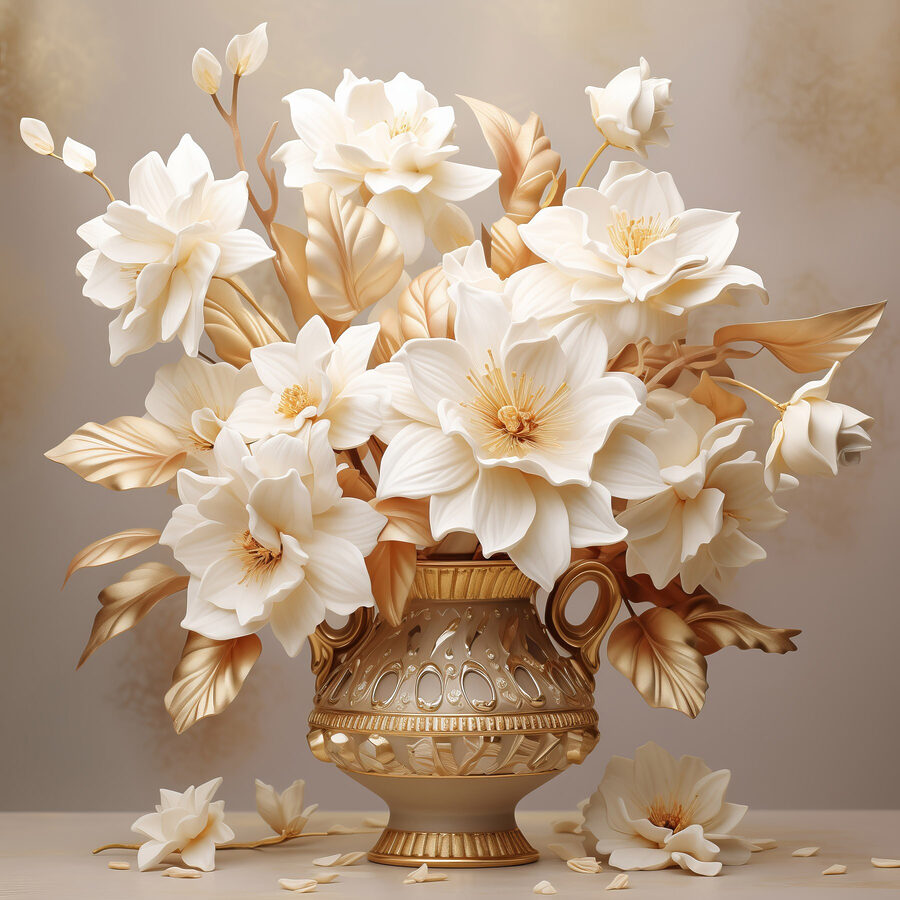 Vaas met witte bloemen