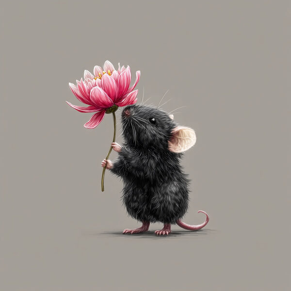 Muis die een bloem vasthoudt Muis die een bloem vasthoudt