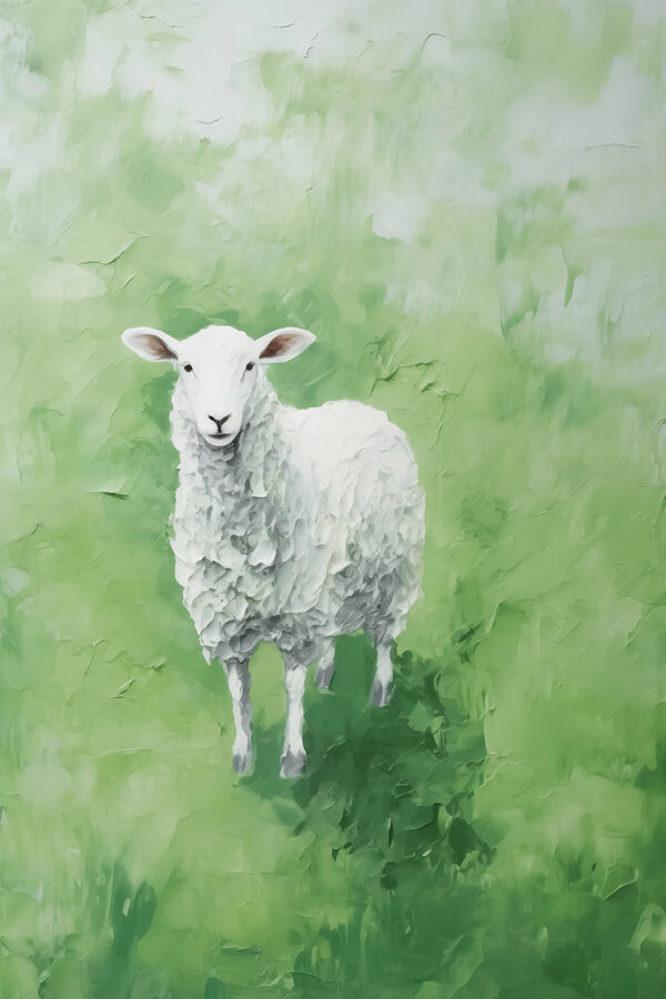 Schilderij van een schaap Schilderij van een schaap