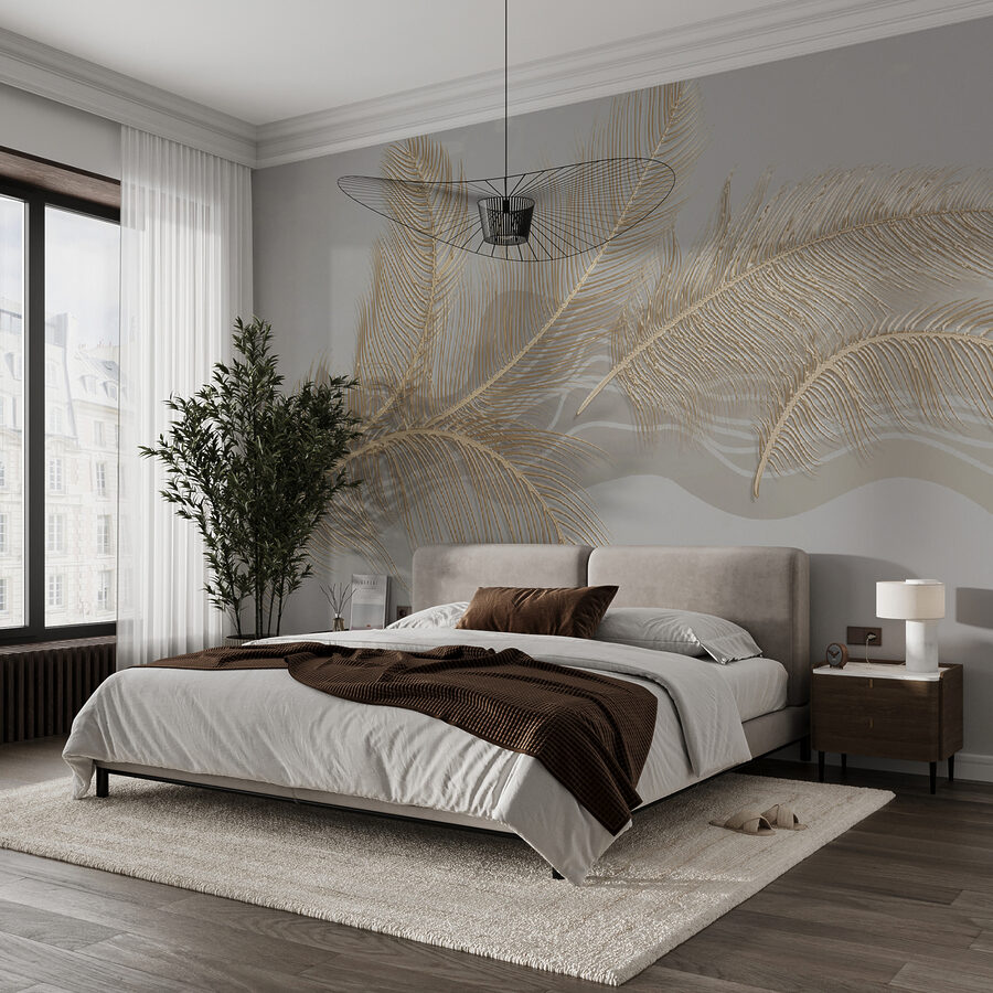 Elegante illustratie met metallic veren
