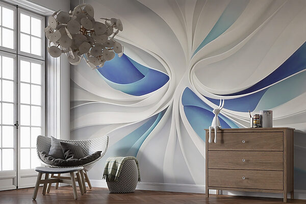 Witte en blauwe swirls Witte en blauwe swirls