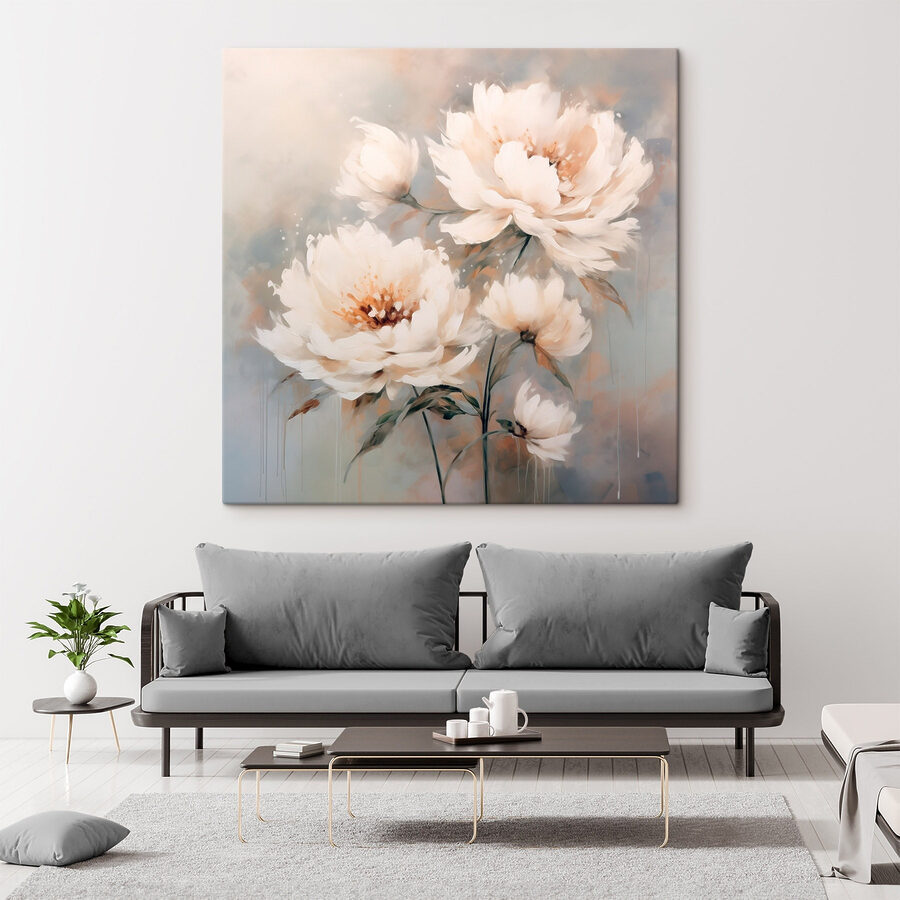Schilderij van witte bloemen