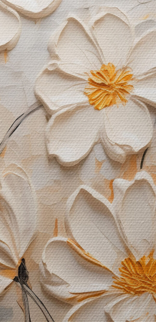 Schilderij van witte bloemen Schilderij van witte bloemen