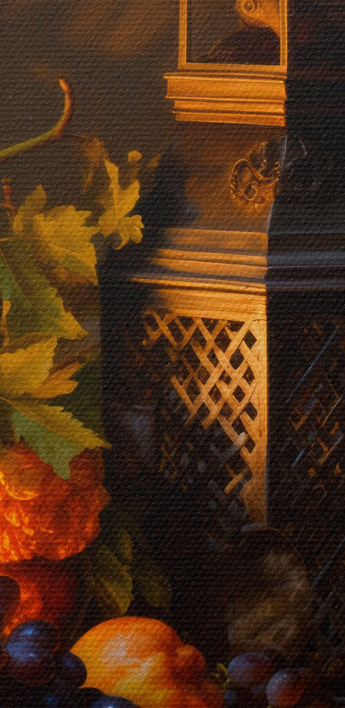 Still life with fruits and a candle