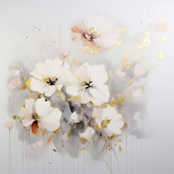 Schilderij van bloemen op een wit oppervlak Schilderij van bloemen op een wit oppervlak