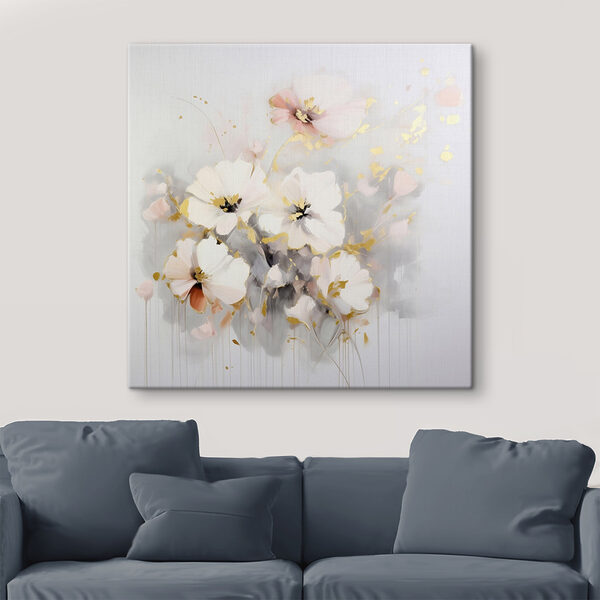 Schilderij van bloemen op een wit oppervlak Schilderij van bloemen op een wit oppervlak