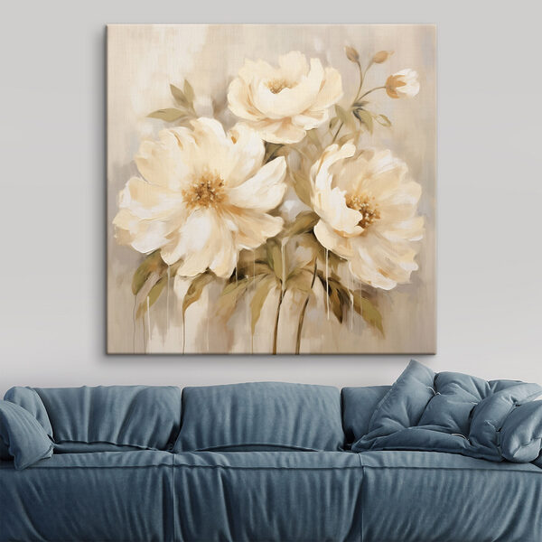 Schilderij van bloemen op een muur Schilderij van bloemen op een muur