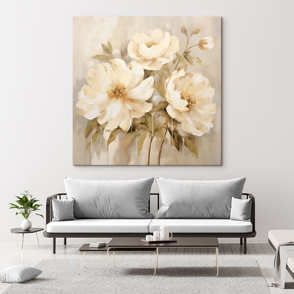 Schilderij van bloemen op een muur Schilderij van bloemen op een muur