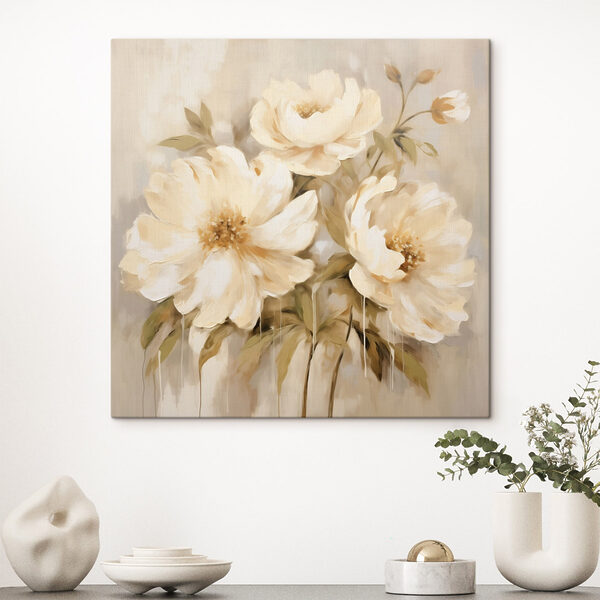 Schilderij van bloemen op een muur Schilderij van bloemen op een muur