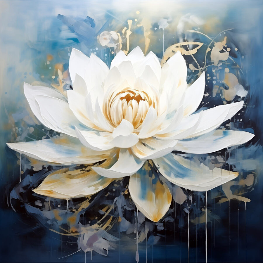 Schilderij van een witte bloem