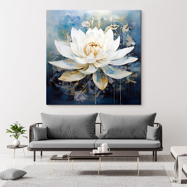 Schilderij van een witte bloem Schilderij van een witte bloem