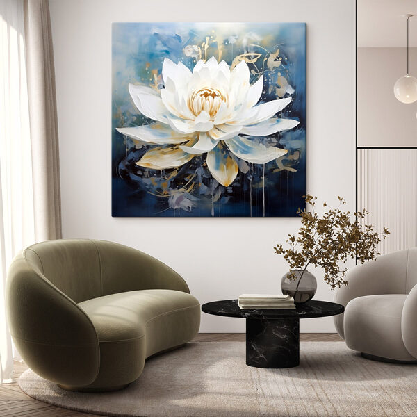 Schilderij van een witte bloem Schilderij van een witte bloem