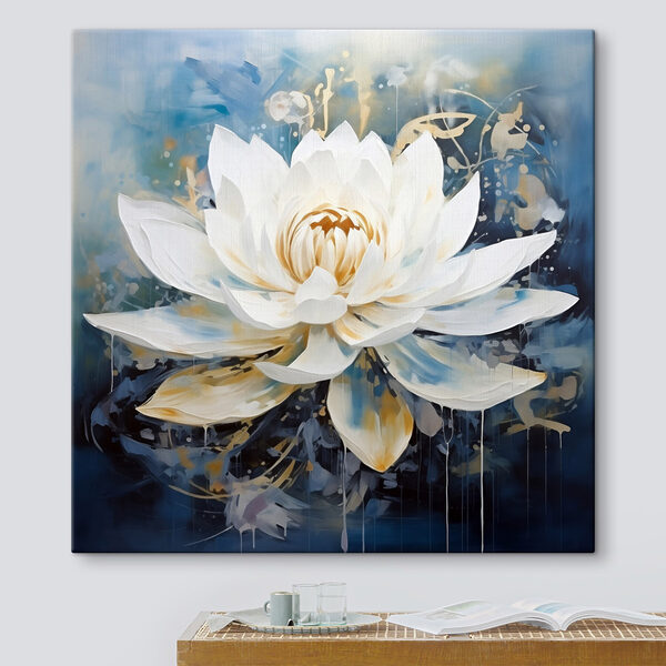 Schilderij van een witte bloem Schilderij van een witte bloem