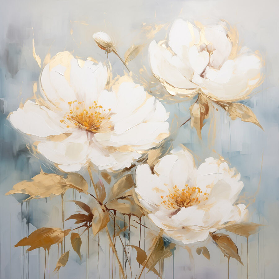 Schilderij van witte bloemen