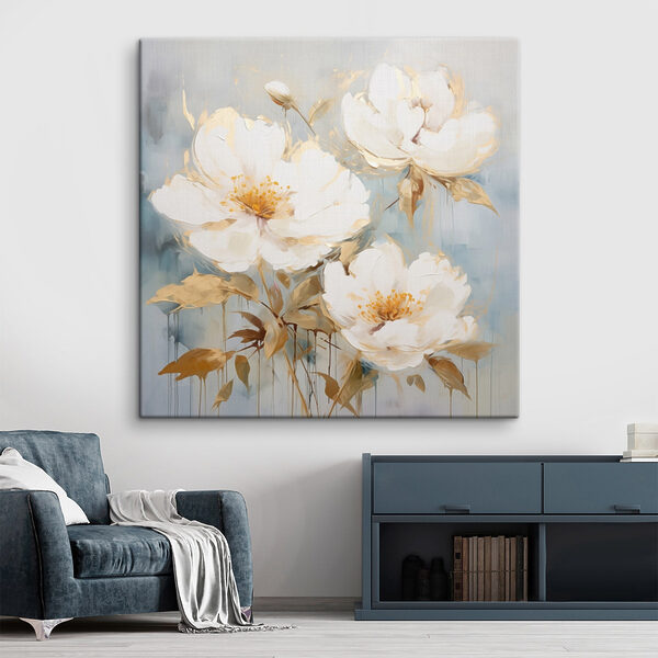 Schilderij van witte bloemen Schilderij van witte bloemen