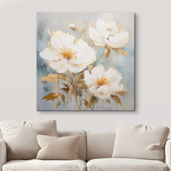 Schilderij van witte bloemen Schilderij van witte bloemen