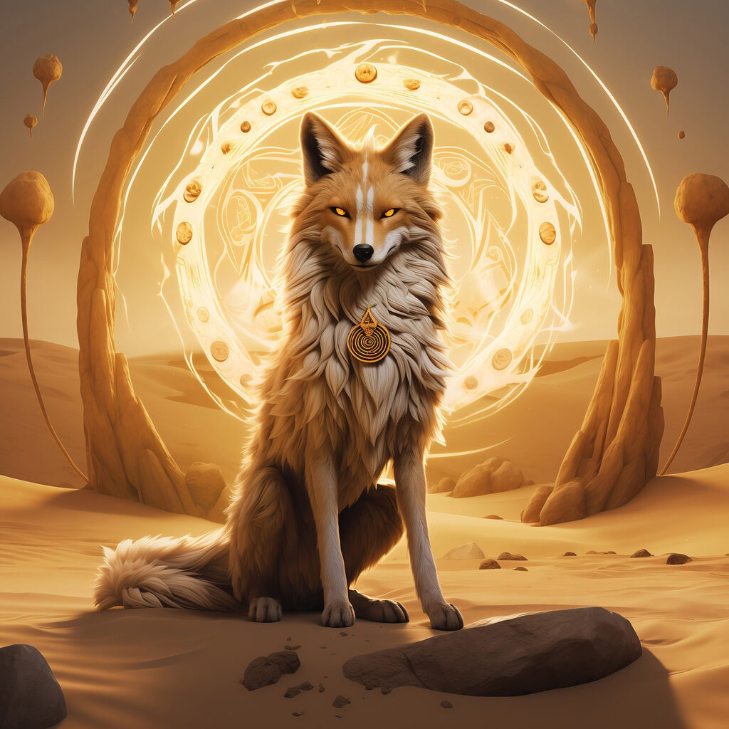 Fox sitting in a desert