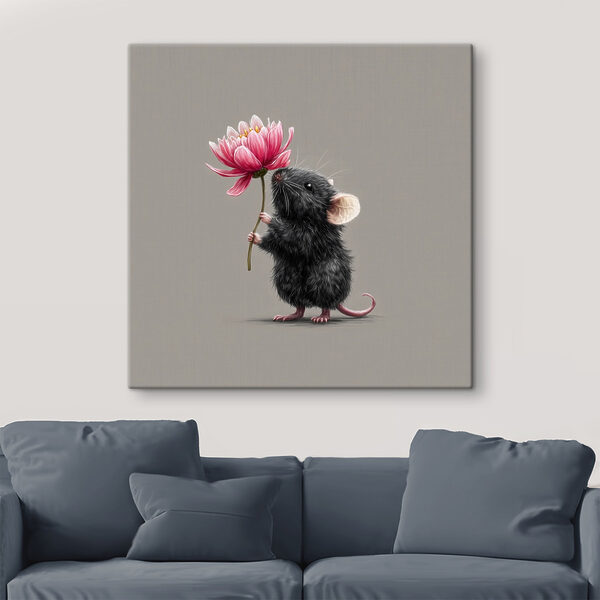 Muis die een bloem vasthoudt Muis die een bloem vasthoudt