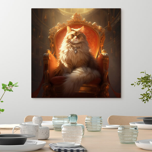 Kat zittend in een stoel Canvas Schilderijen Kat zittend in een stoel