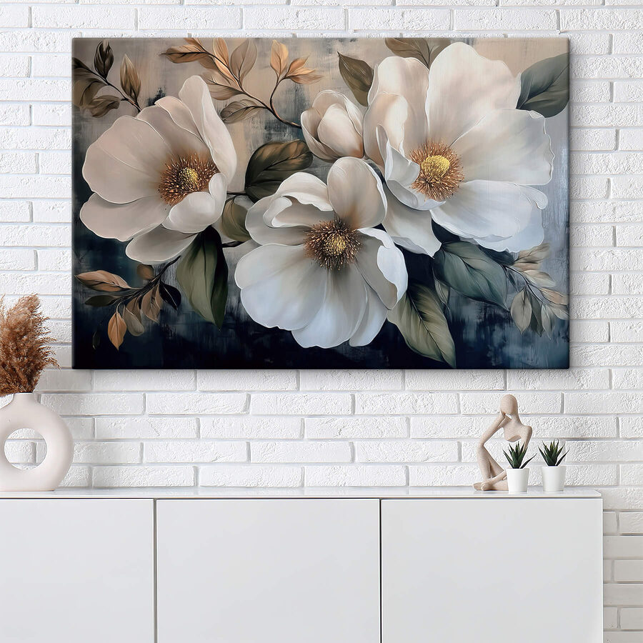 Schilderij van witte bloemen