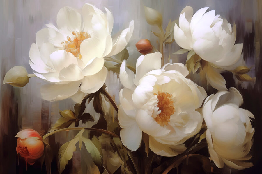 Schilderij van witte bloemen