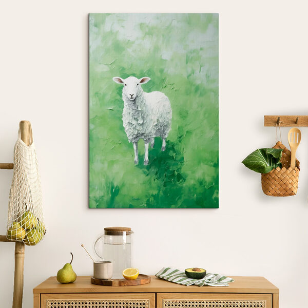 Schilderij van een schaap Schilderij van een schaap