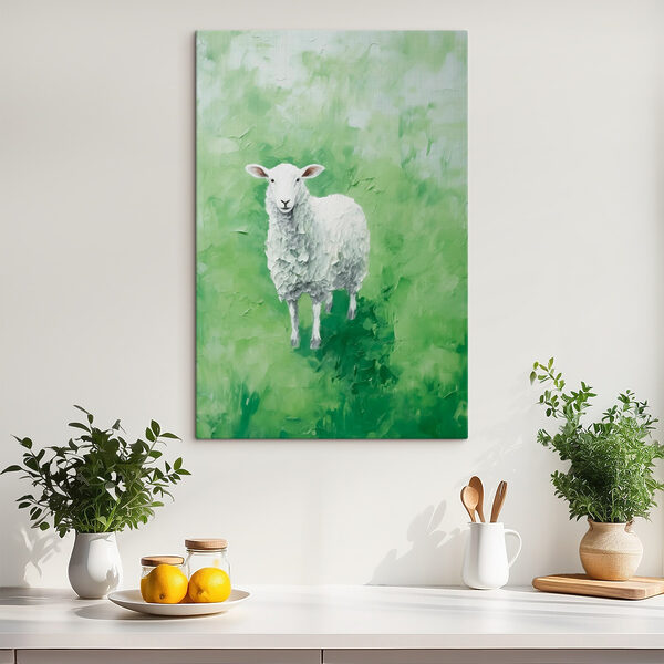 Schilderij van een schaap Schilderij van een schaap