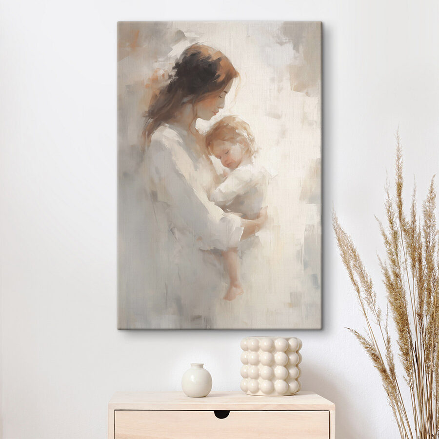 Schilderij van een vrouw met een baby