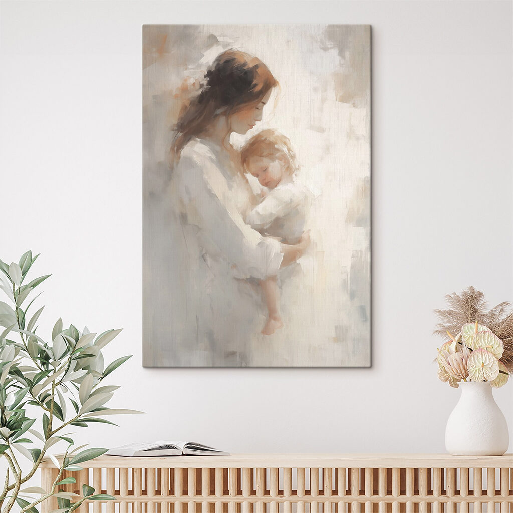 Painting of a woman holding a baby