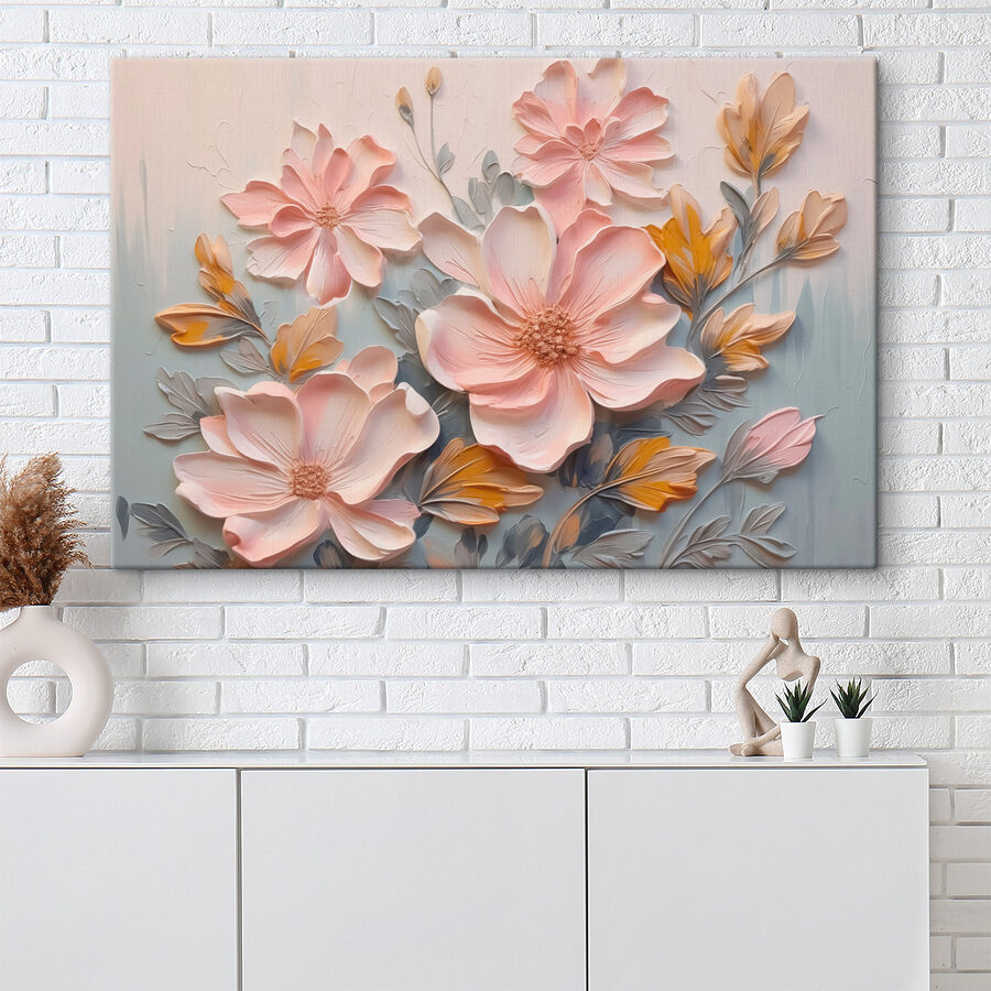Schilderij van bloemen en bladeren