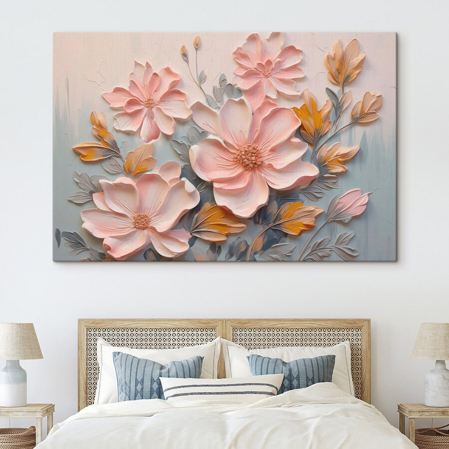 Schilderij van bloemen en bladeren