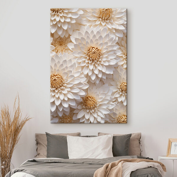Canvas Schilderijen Groep witte bloemen