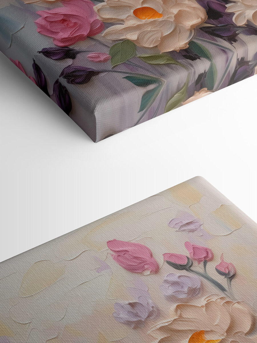 Schilderij van bloemen en bladeren