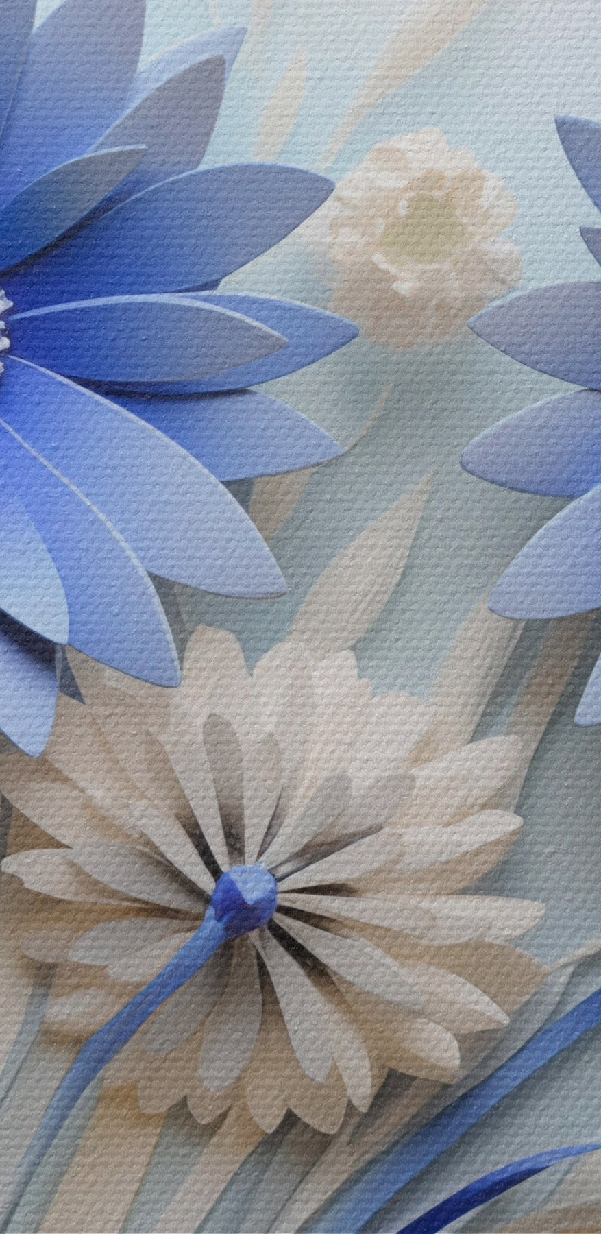 Blauwe en witte papieren bloemen