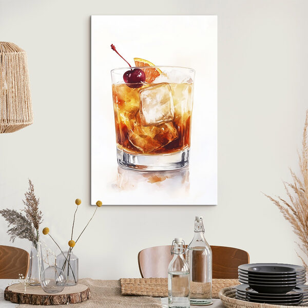 Glas met ijs en een kers bovenop Glas met ijs en een kers bovenop
