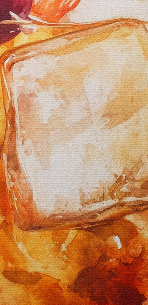 Glass with ice and a cherry on top