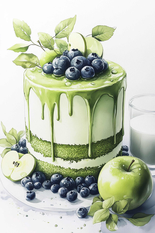 Cake met groen glazuur en appels Cake met groen glazuur en appels