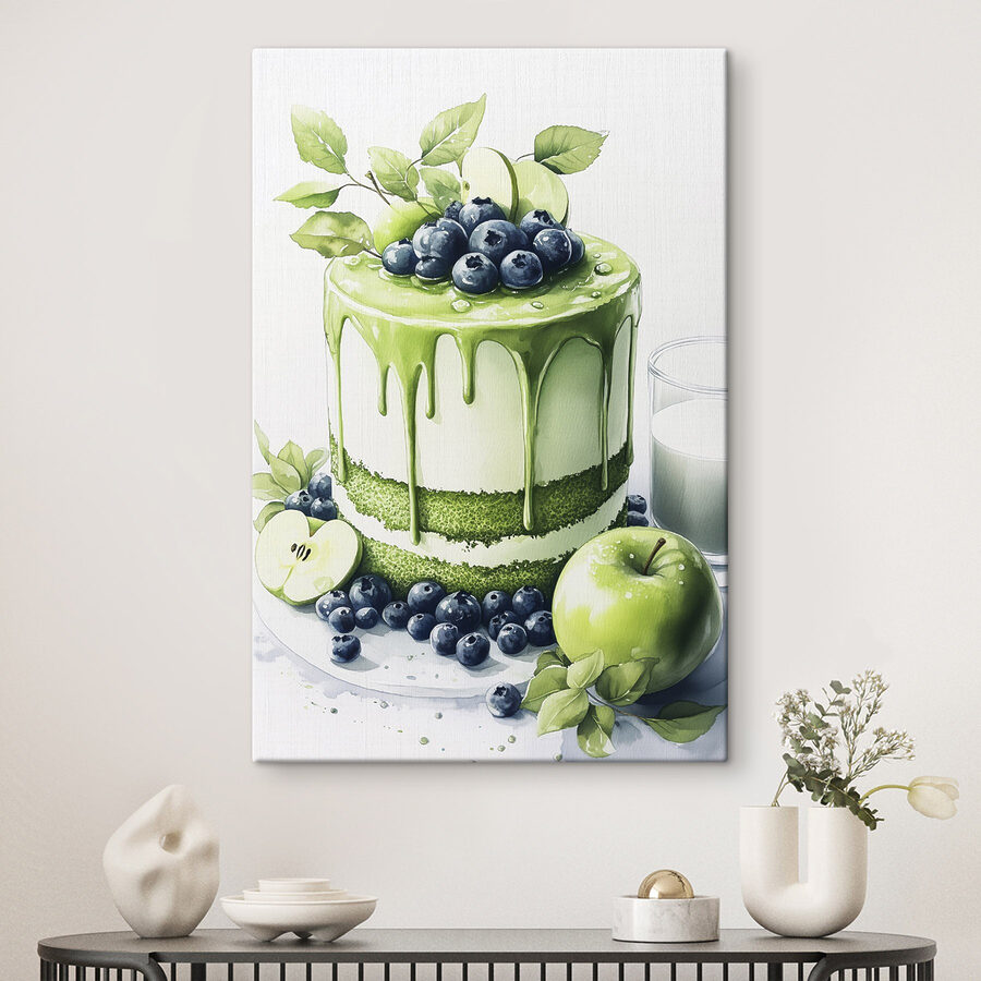 Cake met groen glazuur en appels