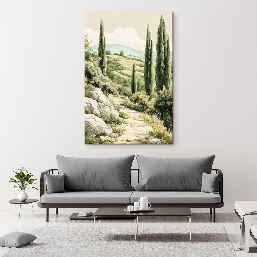 Landschap met bomen en heuvels