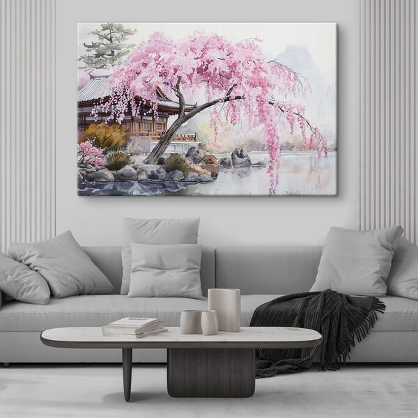 Aquarel van een boom met roze bloemen s44312pig106m 600x600 - Aquarel van een boom met roze bloemen