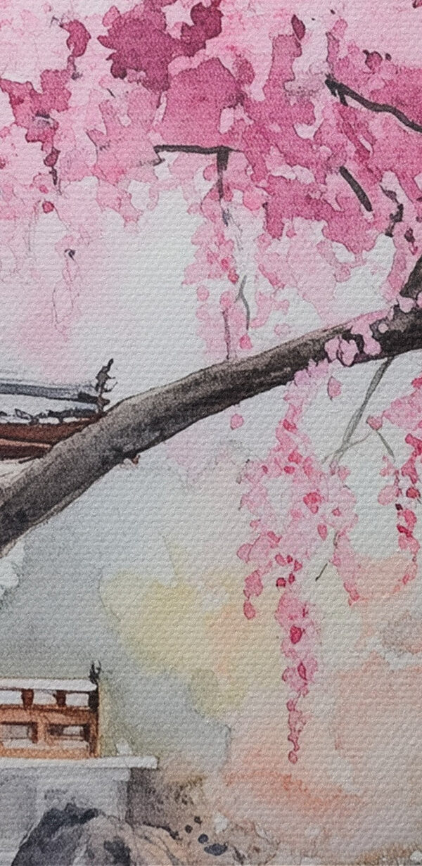 Aquarel van een boom met roze bloemen s44312pzvl 600x1231 - Aquarel van een boom met roze bloemen