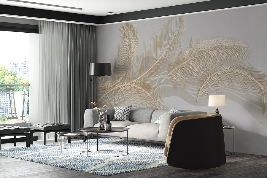 Elegante illustratie met metallic veren